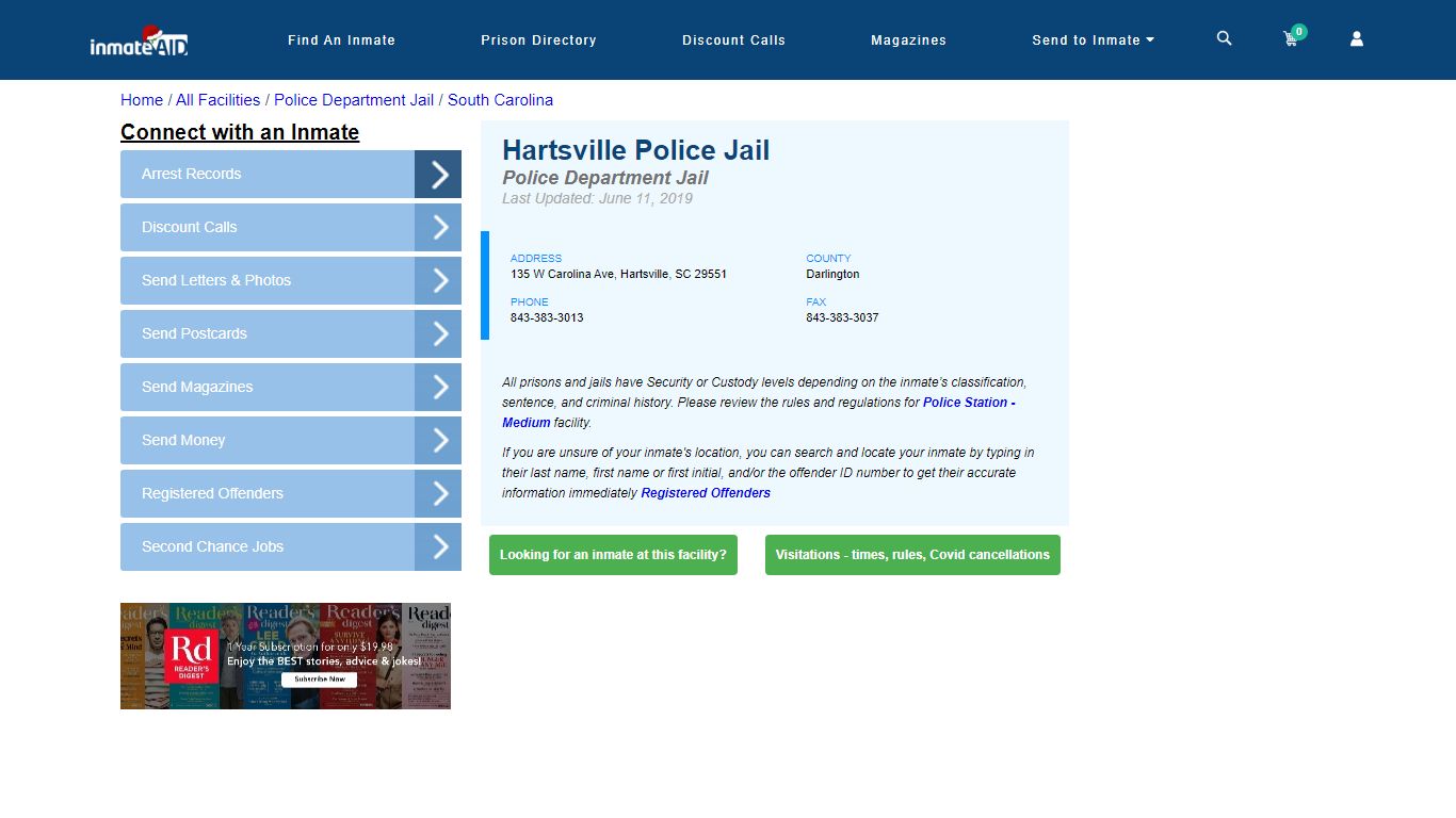 Hartsville Police Jail & Inmate Search - Hartsville, SC
